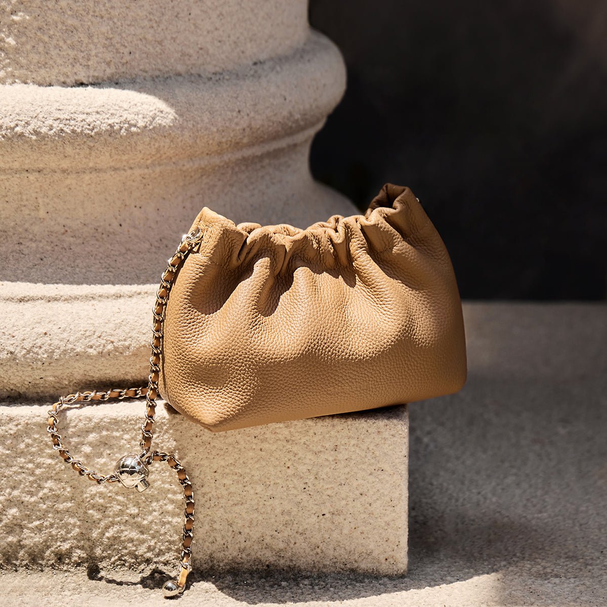 Mini Dumpling Leather Clutch Crossbody Bag