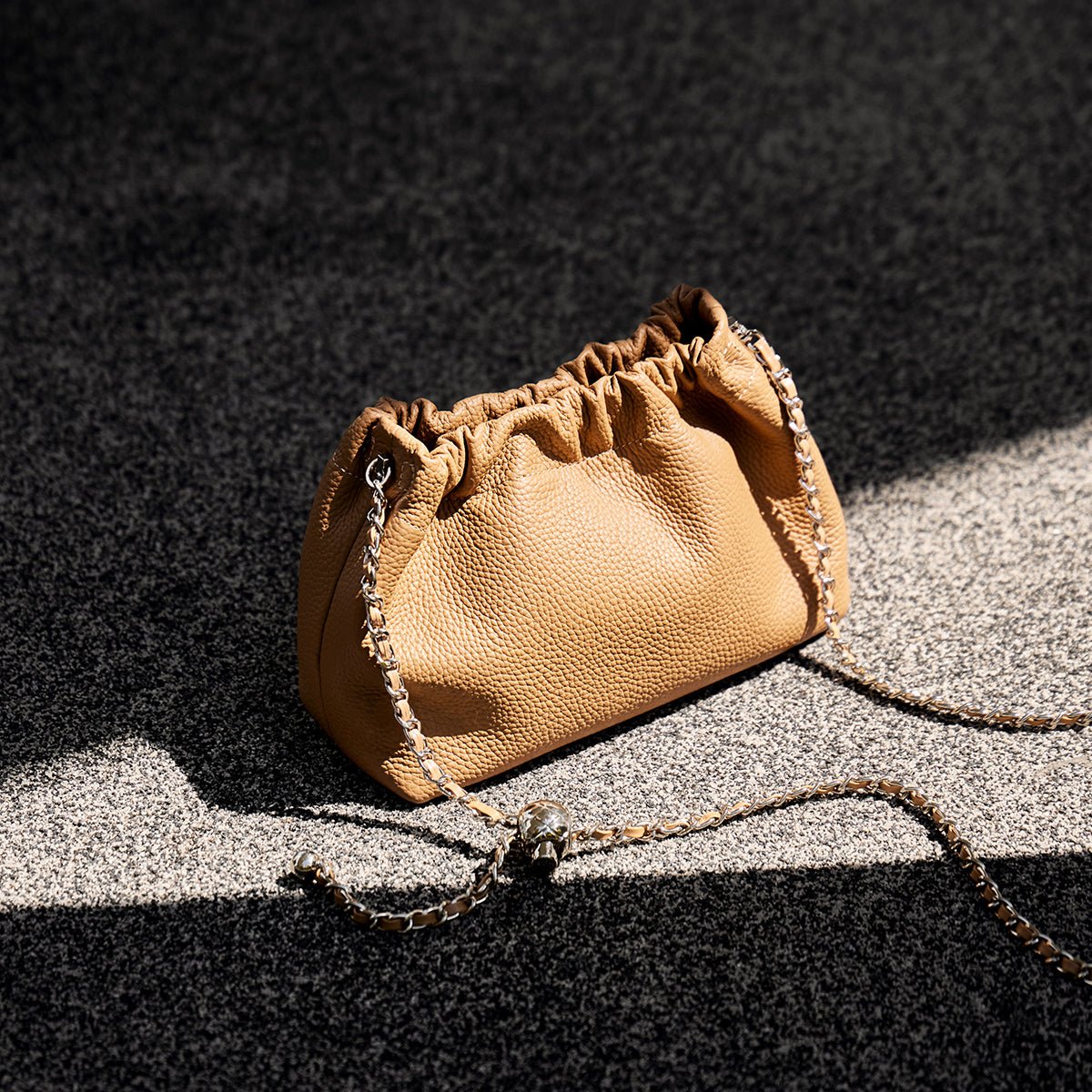 Mini Dumpling Leather Clutch Crossbody Bag