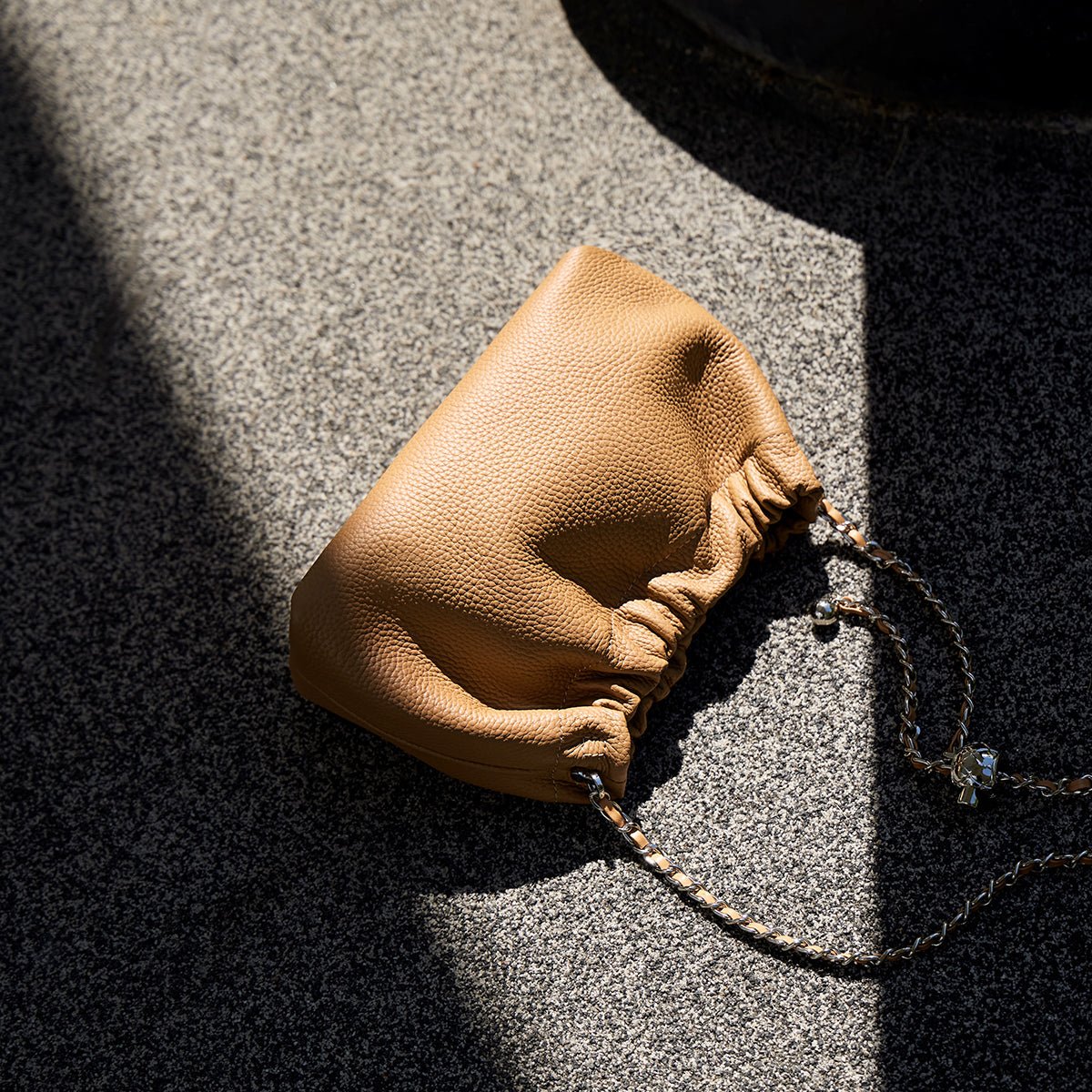 Mini Dumpling Leather Clutch Crossbody Bag