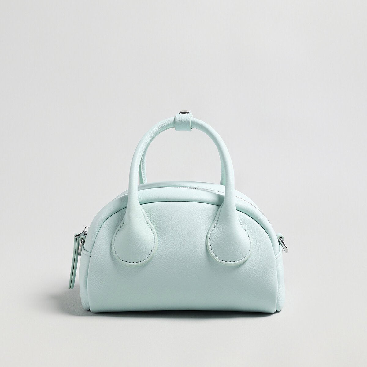 Mini Leather Bowling Top-Handle Bag – Structured Dome Crossbody Handbag