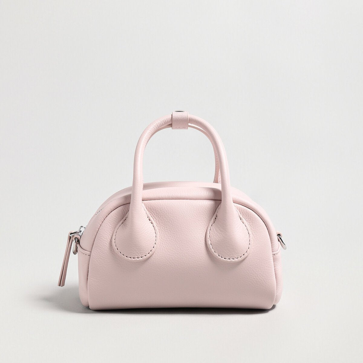 Mini Leather Bowling Top-Handle Bag – Structured Dome Crossbody Handbag