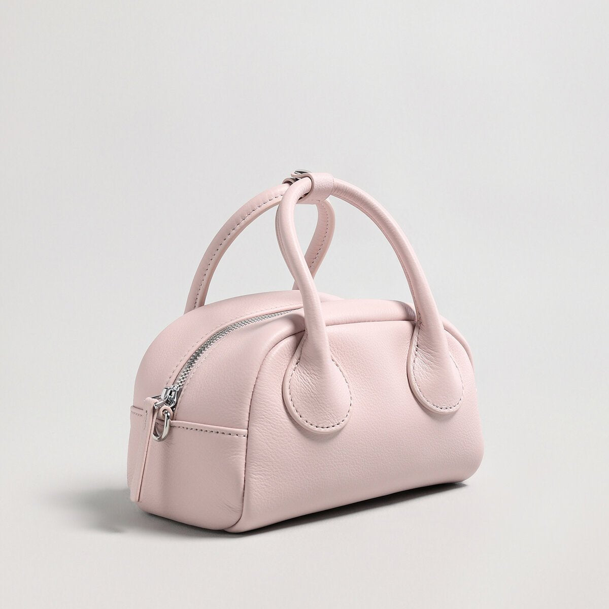 Mini Leather Bowling Top-Handle Bag – Structured Dome Crossbody Handbag