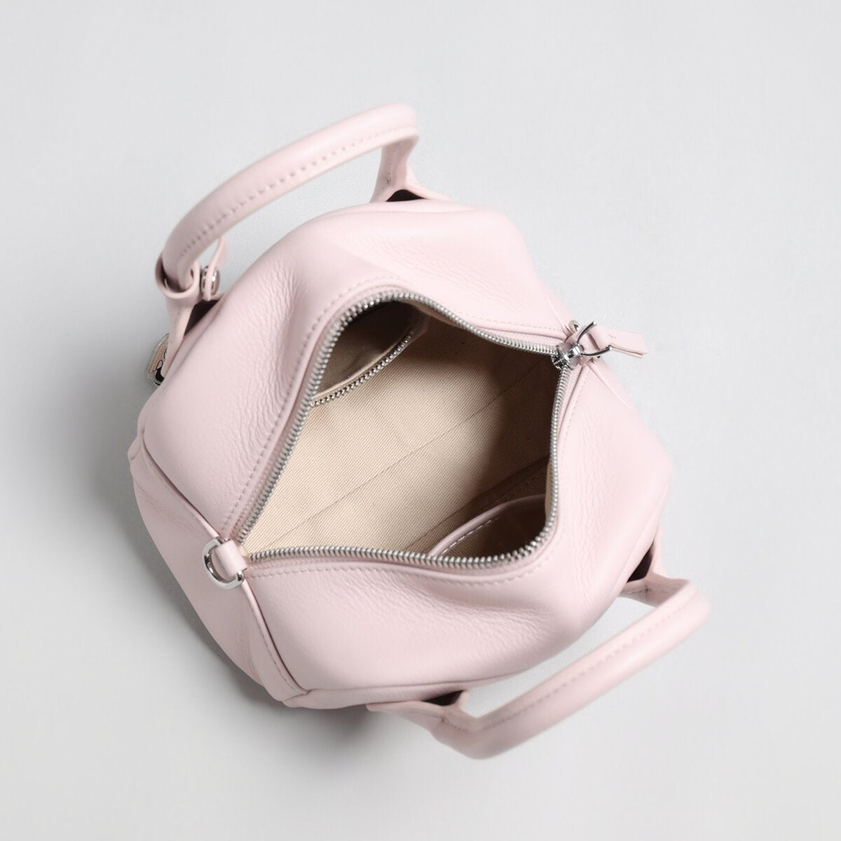 Mini Leather Bowling Top-Handle Bag – Structured Dome Crossbody Handbag