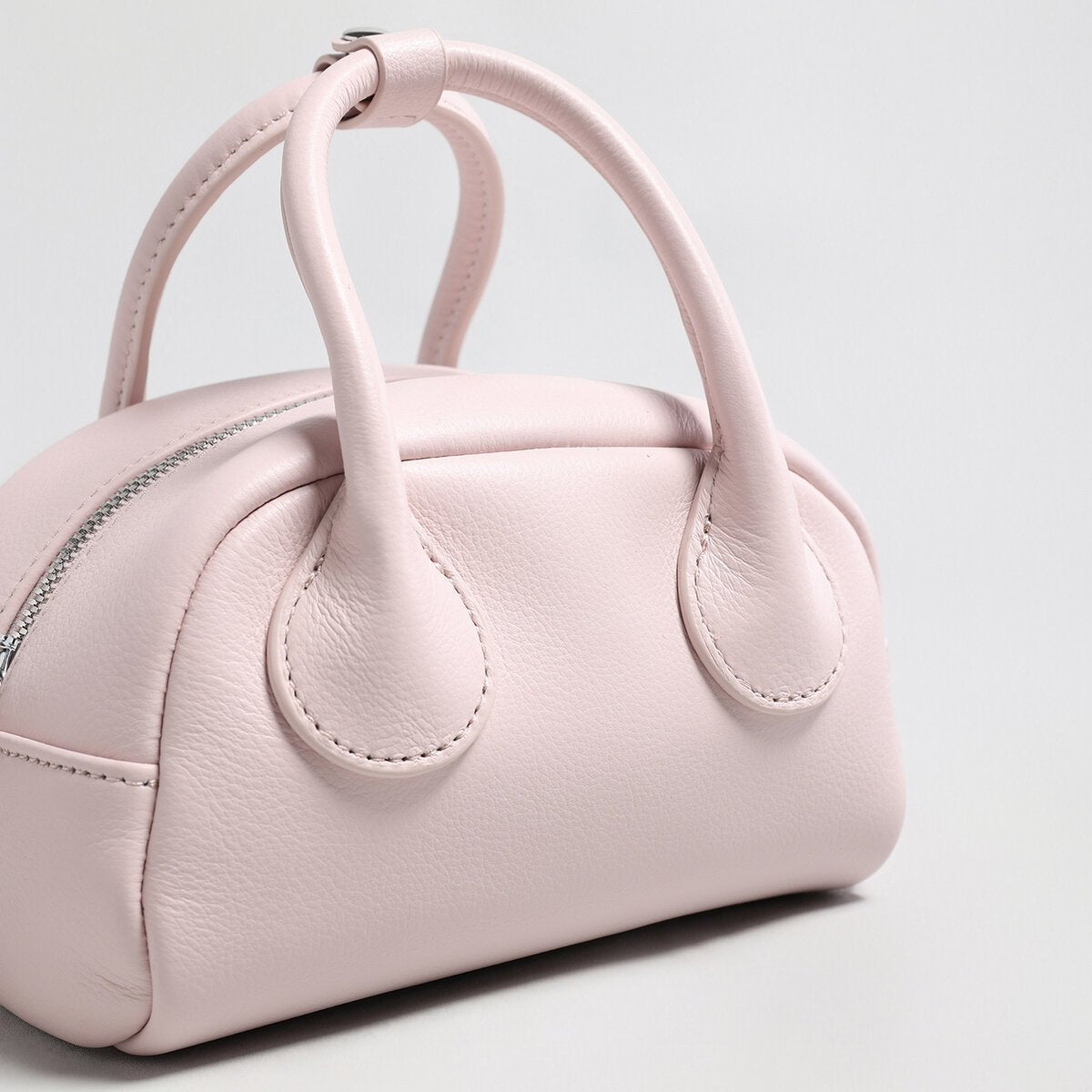 Mini Leather Bowling Top-Handle Bag – Structured Dome Crossbody Handbag