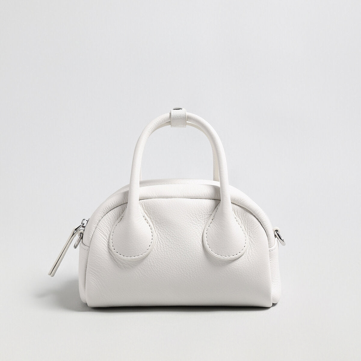 Mini Leather Bowling Top-Handle Bag – Structured Dome Crossbody Handbag