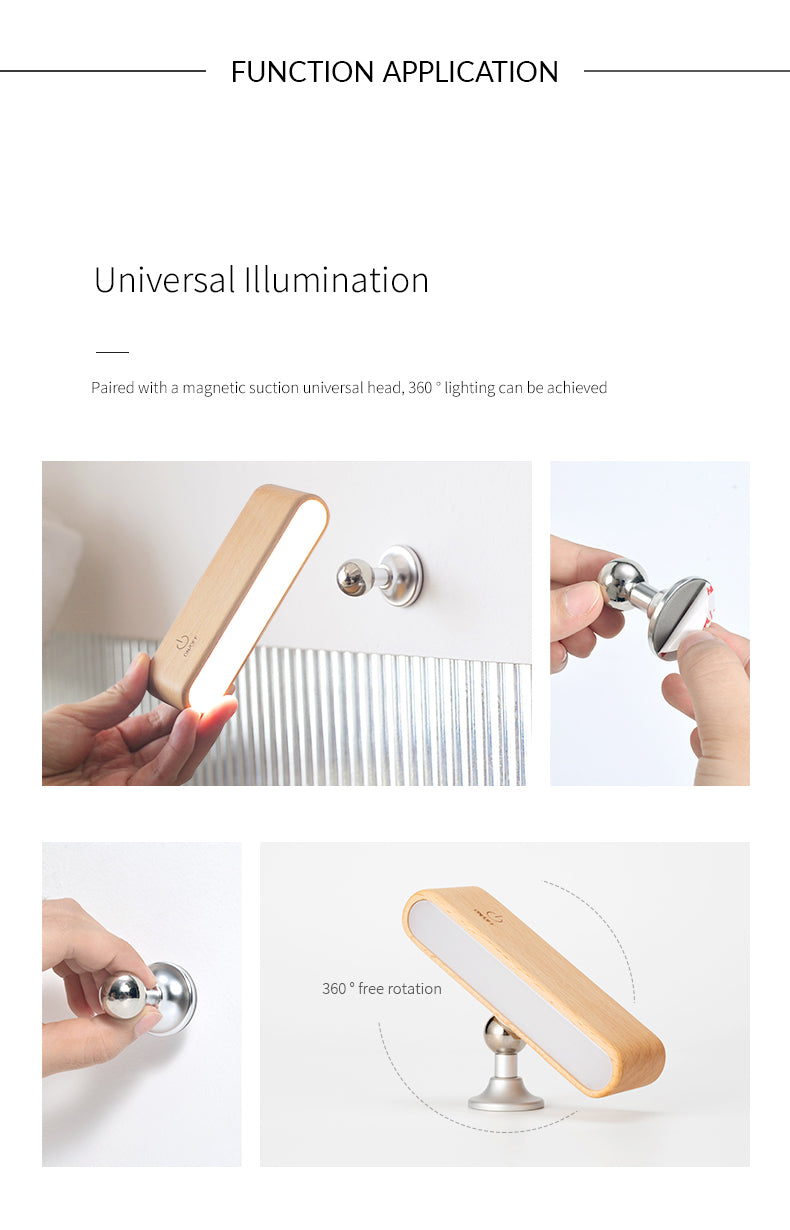 mini solid wood magnetic rechargeable wall light all 4