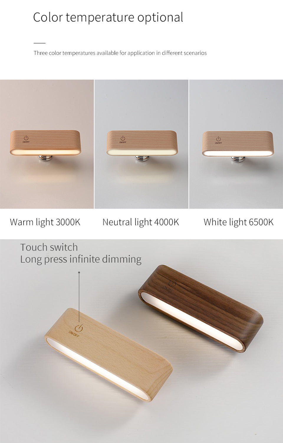 mini solid wood magnetic rechargeable wall light all 5