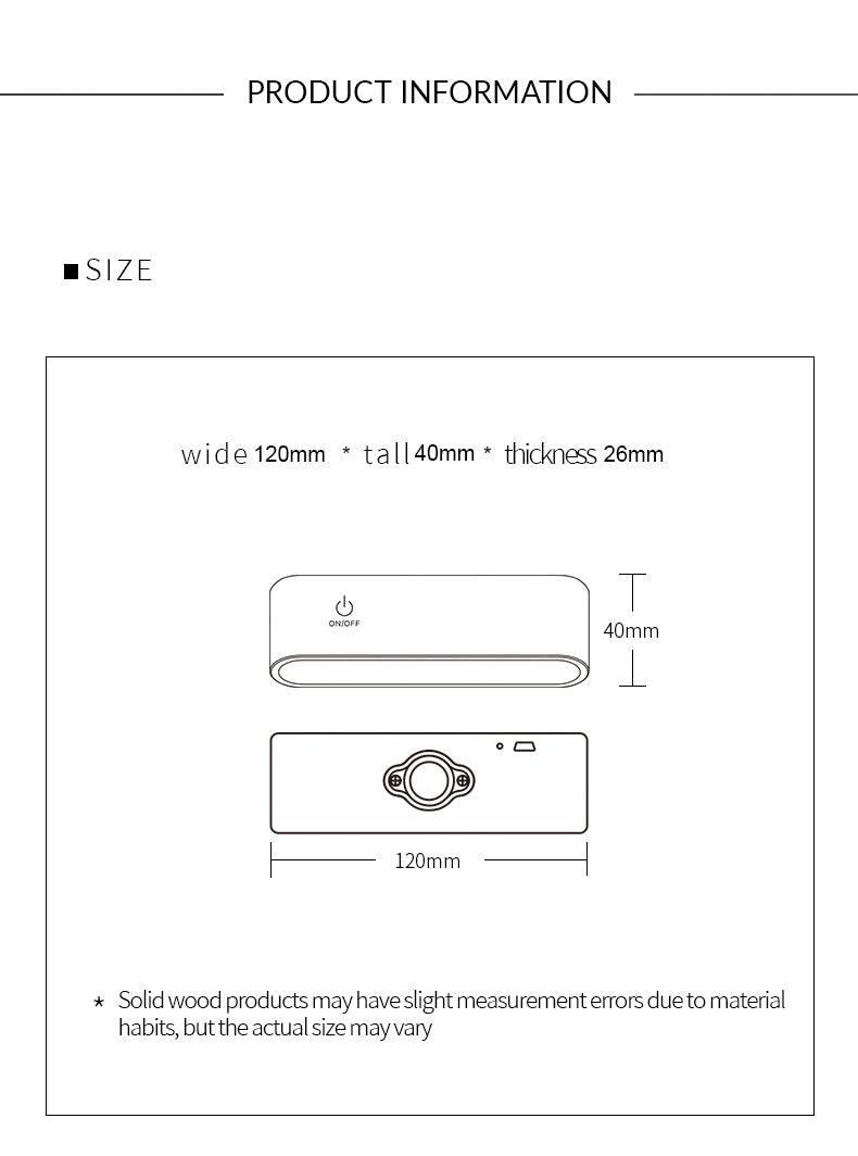 mini solid wood magnetic rechargeable wall light all 8