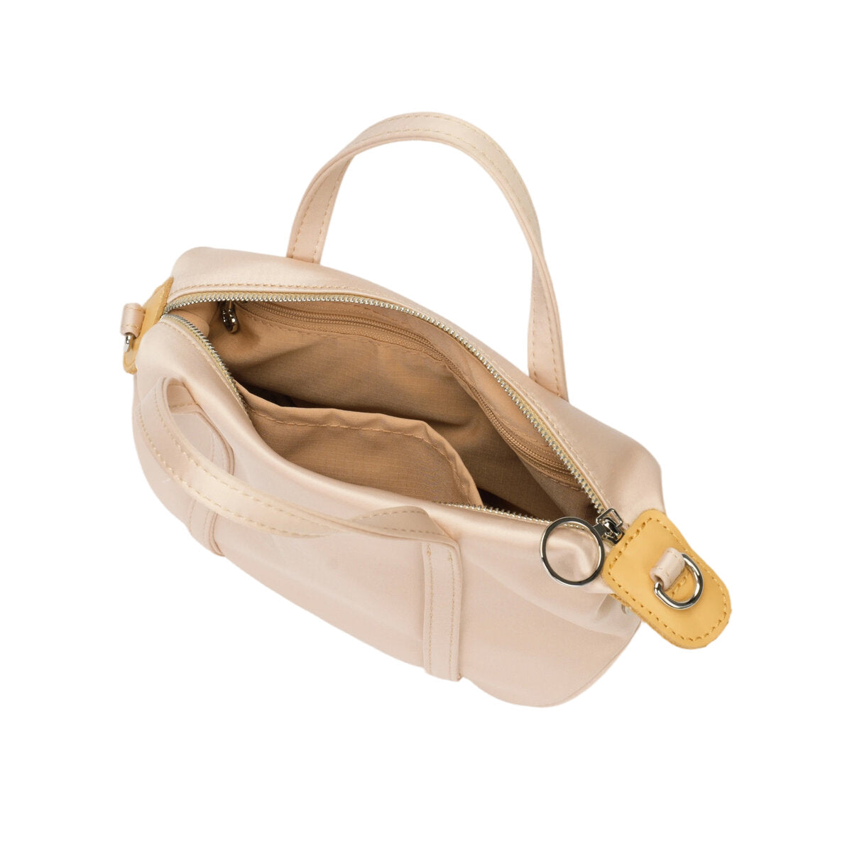 Mini Triacetate Satin Boston Bag with Leather Chain Strap – Convertible Top Handle & Crossbody Purse