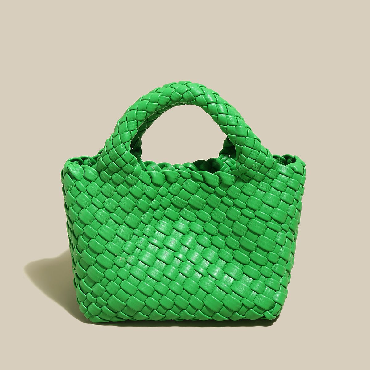 Mini Woven Top Handle Bag – Handcrafted Intrecciato Leather Cube Bag with Detachable Pouch