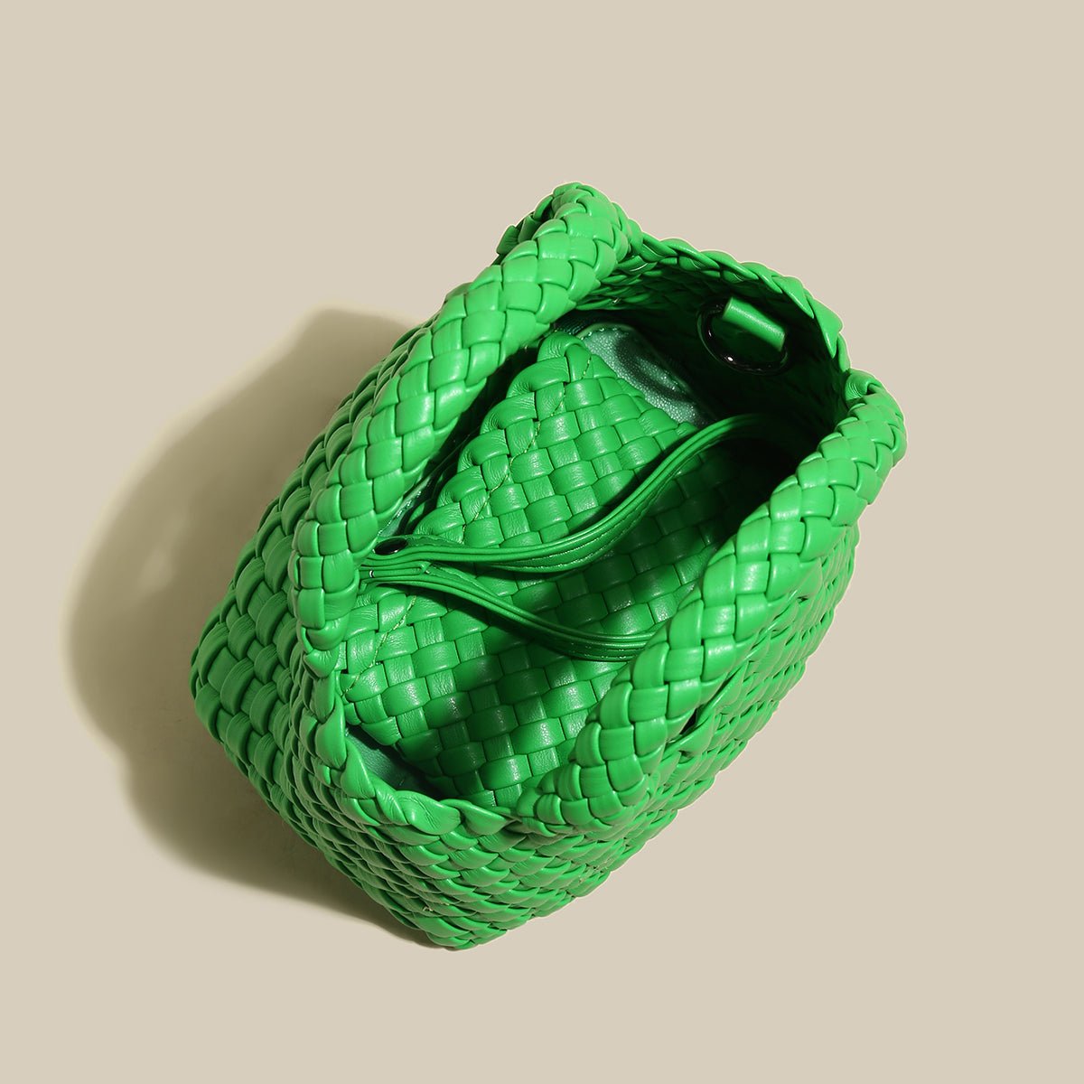 Mini Woven Top Handle Bag – Handcrafted Intrecciato Leather Cube Bag with Detachable Pouch