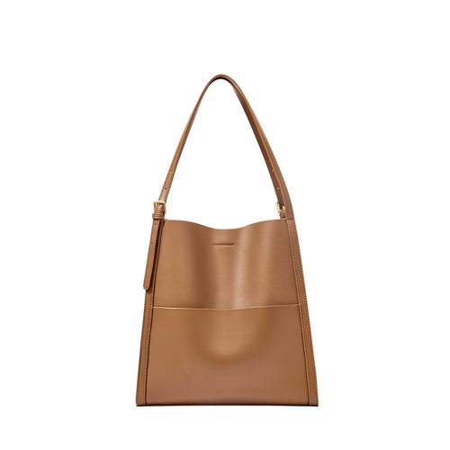 Minimal Soft Leather Commuter Tote Bag