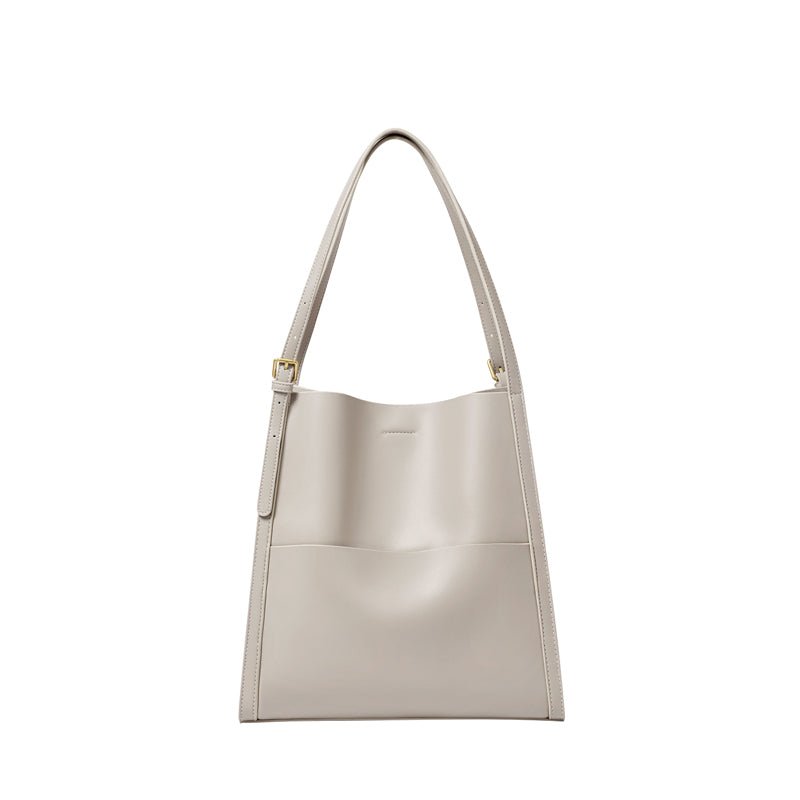 Minimal Soft Leather Commuter Tote Bag