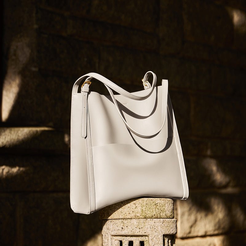 Minimal Soft Leather Commuter Tote Bag
