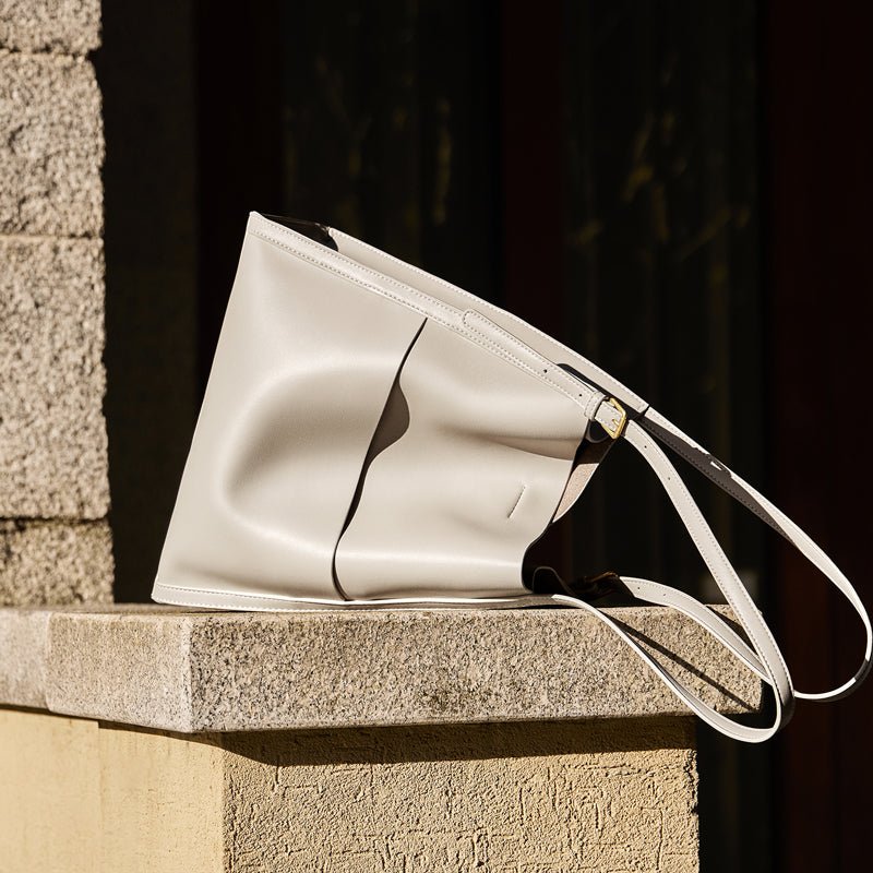 Minimal Soft Leather Commuter Tote Bag