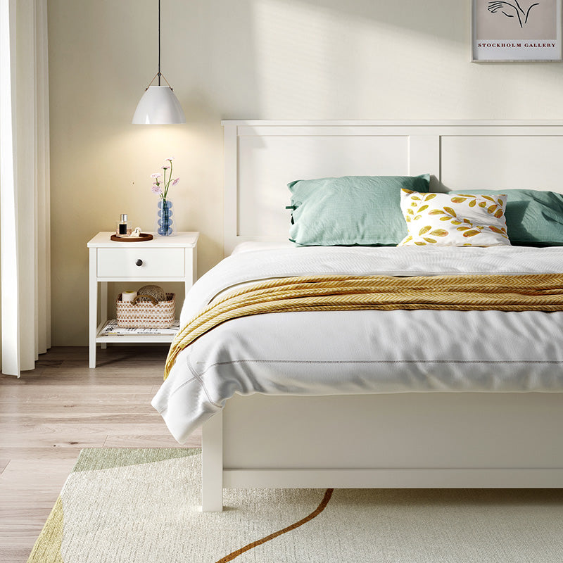 minimalist cream bedset with matress and headboard all white 11