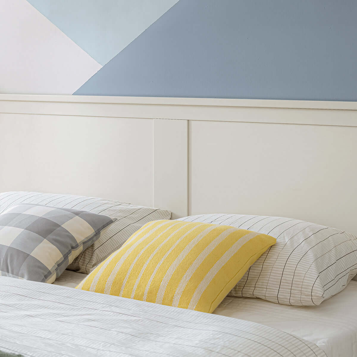 minimalist cream bedset with matress and headboard all white 14