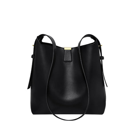 Minimalist Genuine Leather Bucket Shoulder Bag