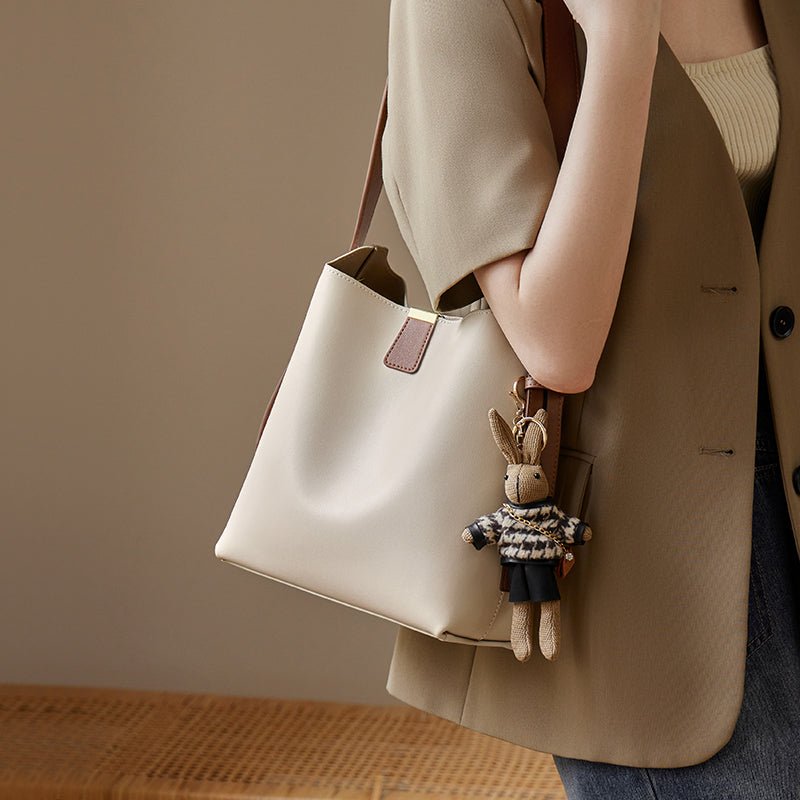 Minimalist Genuine Leather Bucket Shoulder Bag