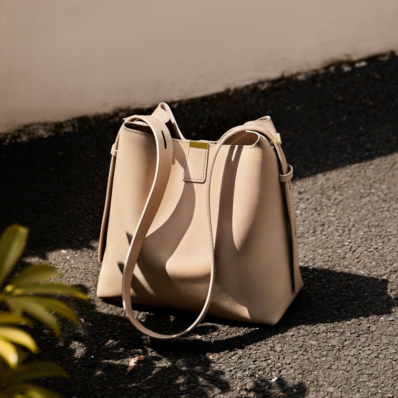 Minimalist Genuine Leather Bucket Shoulder Bag
