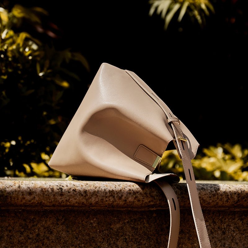 Minimalist Genuine Leather Bucket Shoulder Bag