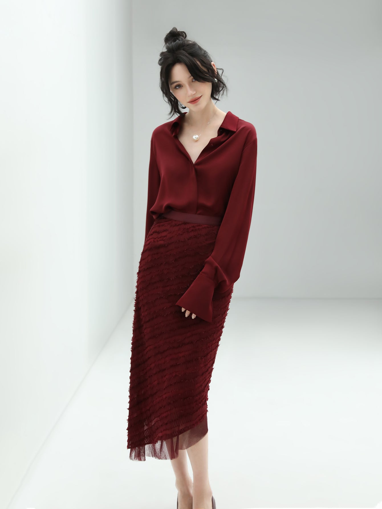 minimalist glossy burgundy wine button down shirt all wine 3