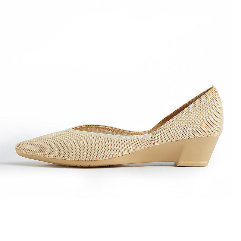 minimalist heart cap pointed toe princess flats all beige 1
