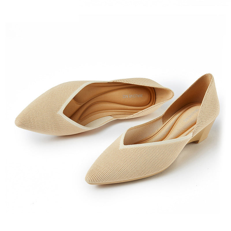 minimalist heart cap pointed toe princess flats all beige 2