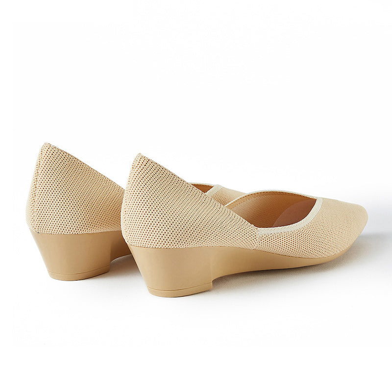 minimalist heart cap pointed toe princess flats all beige 3