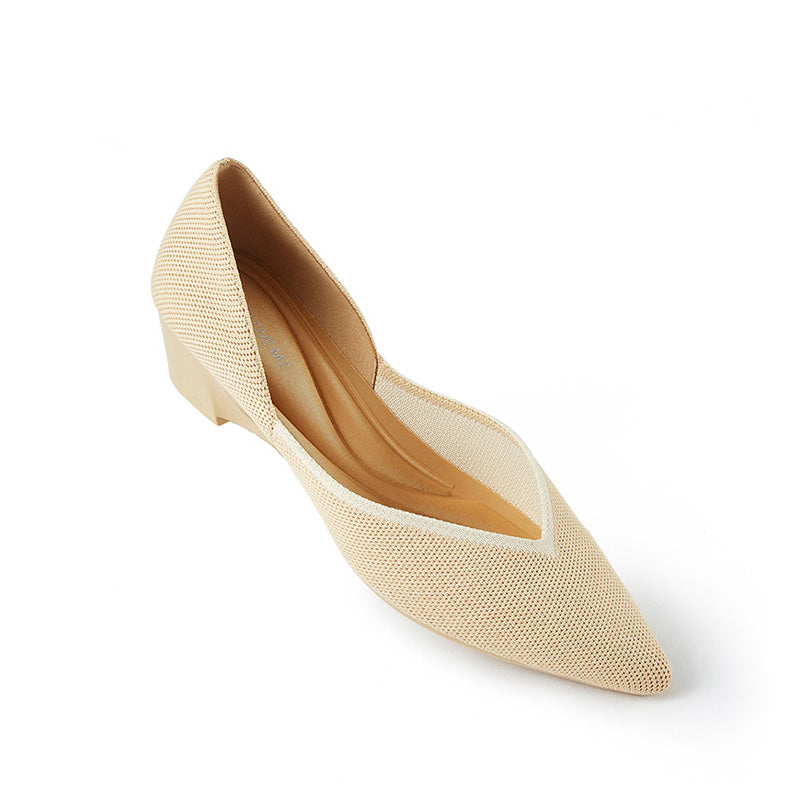 minimalist heart cap pointed toe princess flats all beige 4