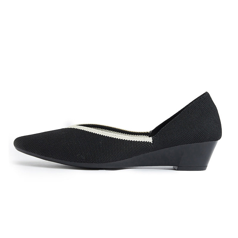 minimalist heart cap pointed toe princess flats all black 1