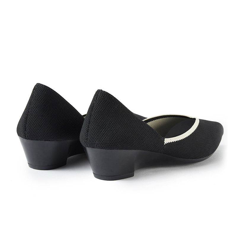 minimalist heart cap pointed toe princess flats all black 3