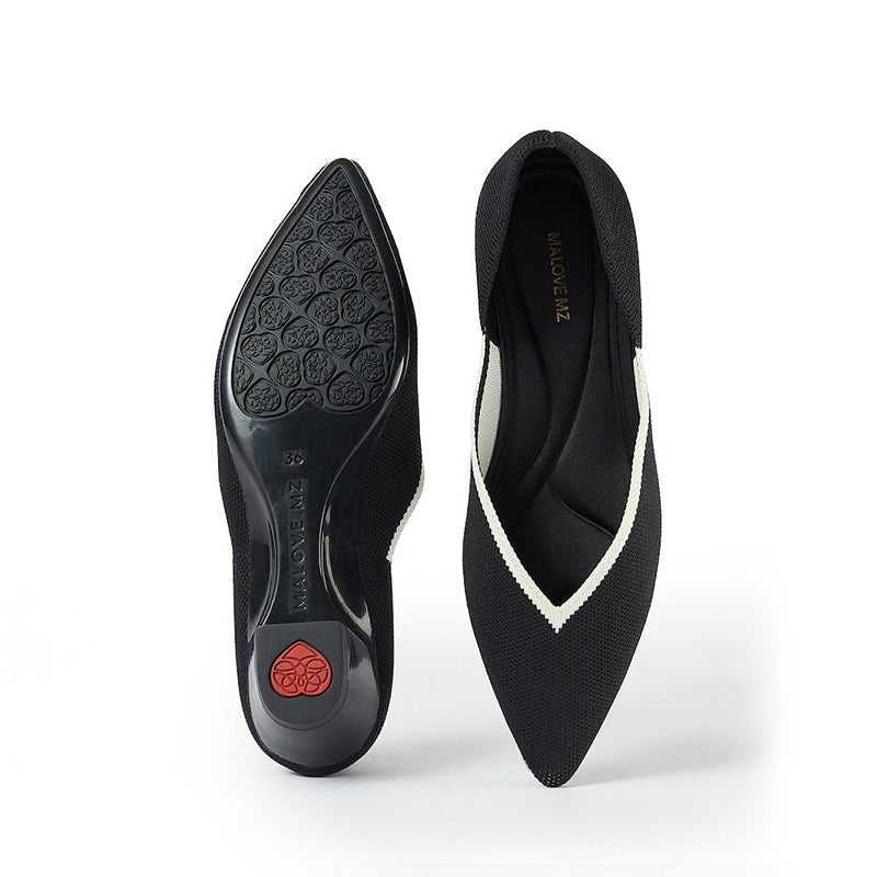 Minimalist Heart Heel Pointed Toe Knit Flats – Low Wedge Princess Shoes
