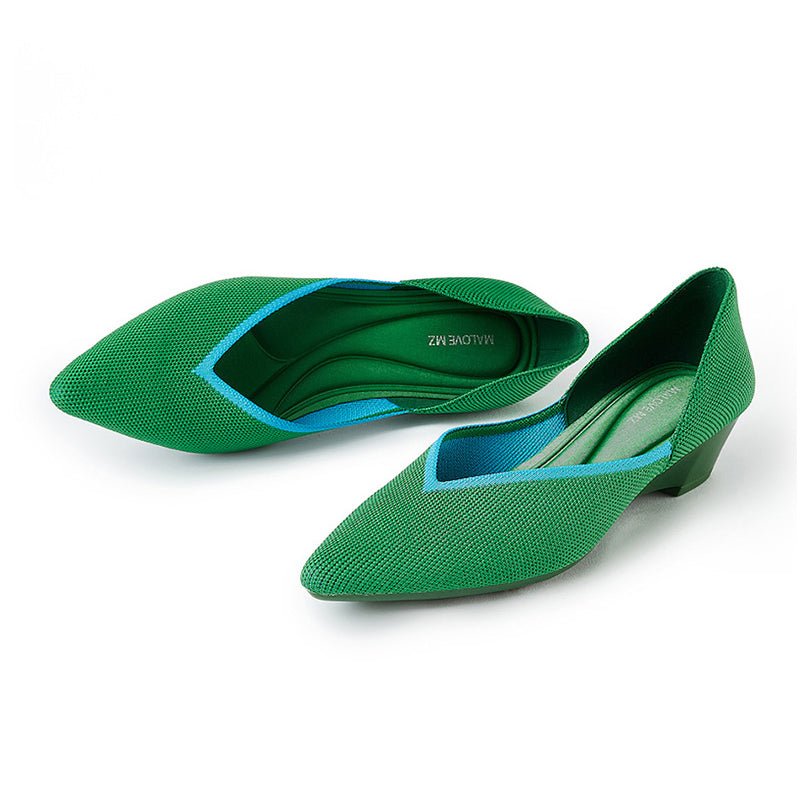 Minimalist Heart Heel Pointed Toe Knit Flats – Low Wedge Princess Shoes