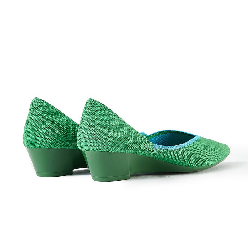 Minimalist Heart Heel Pointed Toe Knit Flats – Low Wedge Princess Shoes