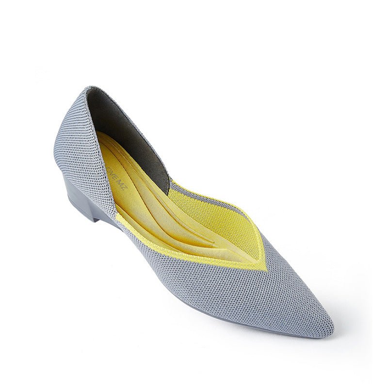 Minimalist Heart Heel Pointed Toe Knit Flats – Low Wedge Princess Shoes