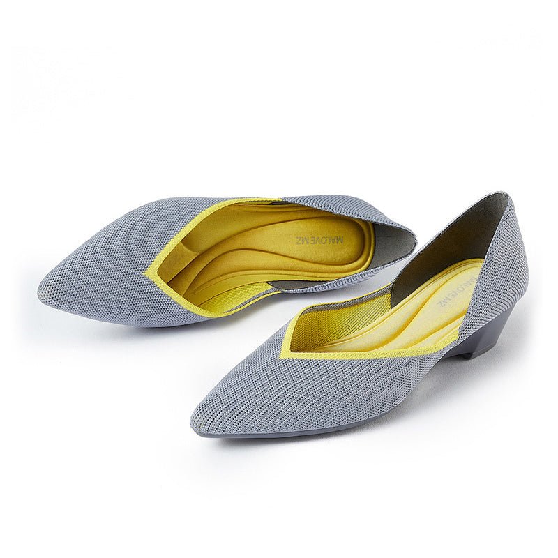 Minimalist Heart Heel Pointed Toe Knit Flats – Low Wedge Princess Shoes