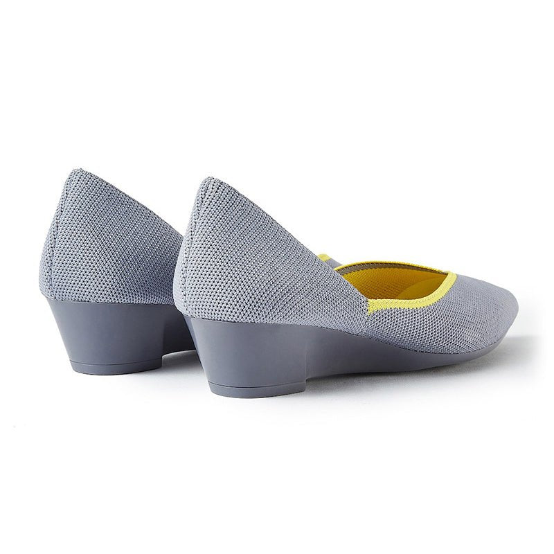 Minimalist Heart Heel Pointed Toe Knit Flats – Low Wedge Princess Shoes