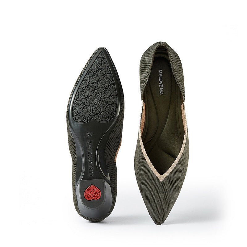 Minimalist Heart Heel Pointed Toe Knit Flats – Low Wedge Princess Shoes