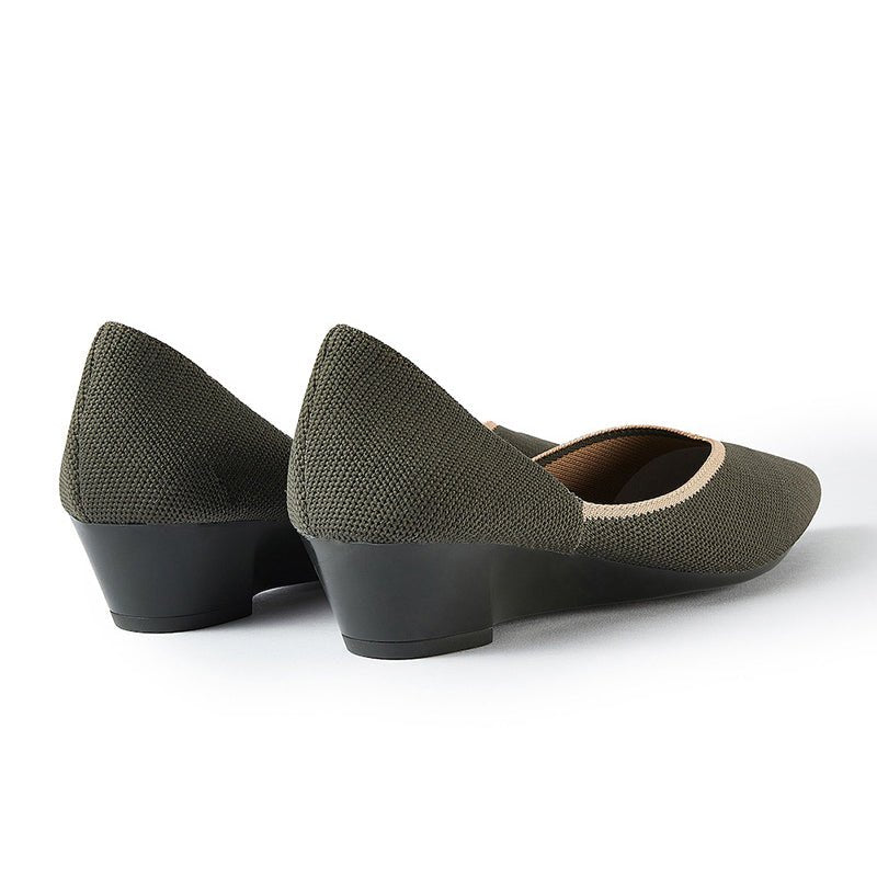 Minimalist Heart Heel Pointed Toe Knit Flats – Low Wedge Princess Shoes