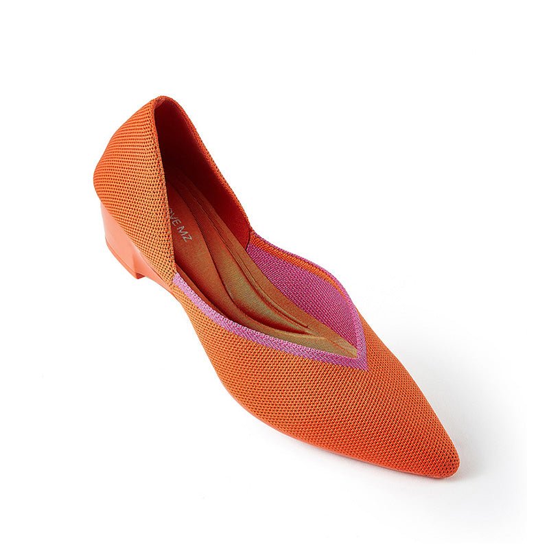Minimalist Heart Heel Pointed Toe Knit Flats – Low Wedge Princess Shoes