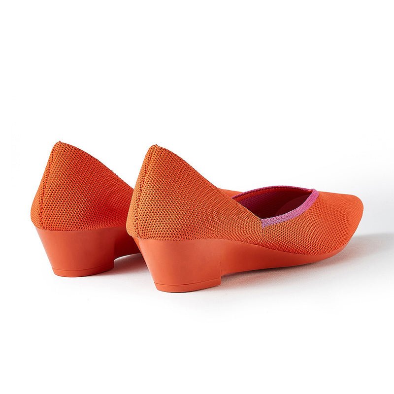Minimalist Heart Heel Pointed Toe Knit Flats – Low Wedge Princess Shoes