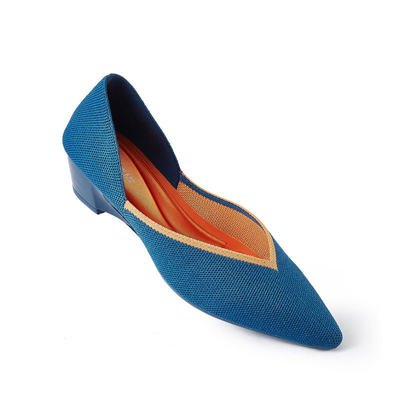 Minimalist Heart Heel Pointed Toe Knit Flats – Low Wedge Princess Shoes