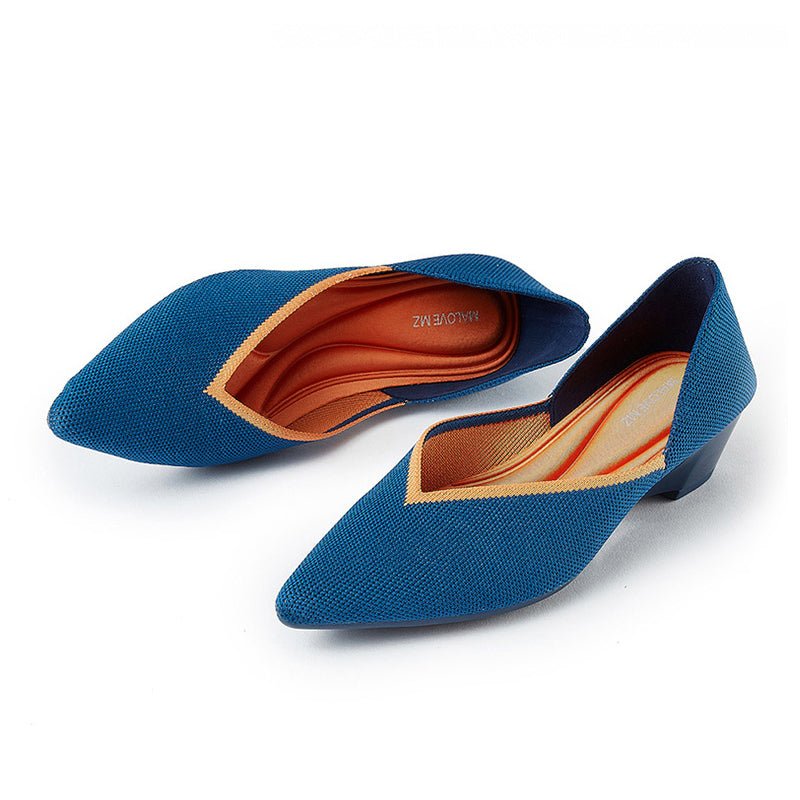 Minimalist Heart Heel Pointed Toe Knit Flats – Low Wedge Princess Shoes