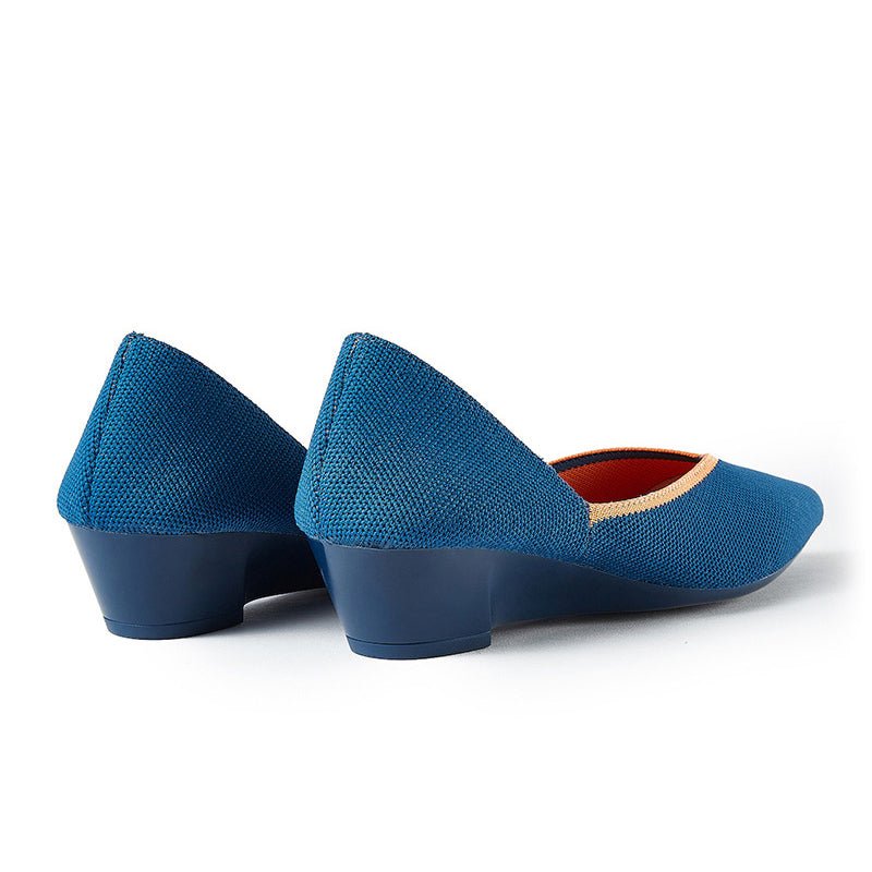 Minimalist Heart Heel Pointed Toe Knit Flats – Low Wedge Princess Shoes