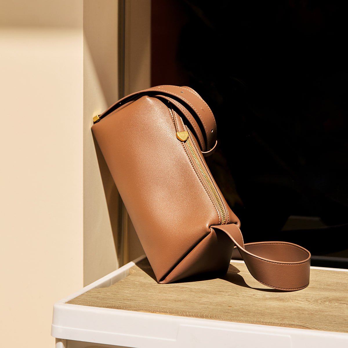 Minimalist Leather Baguette Shoulder Bag