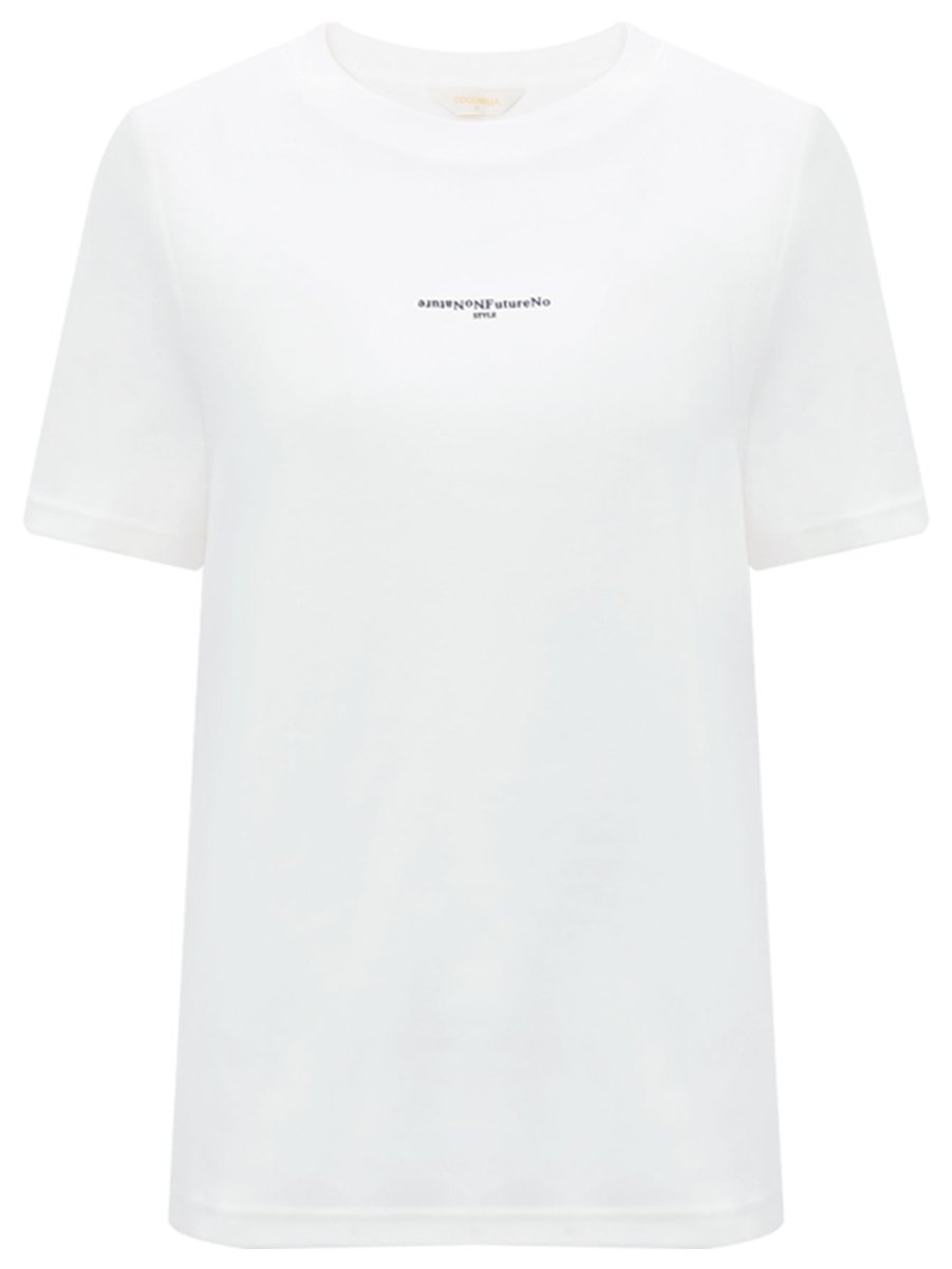 Minimalist Letter Print Crew Neck Short - Sleeve Tee - 0cm