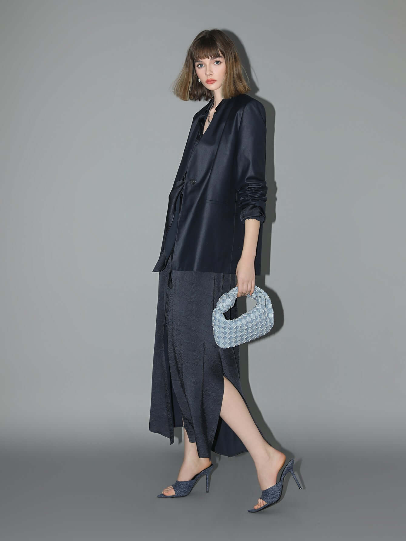 minimalist navy collarless tailored blazer all navy 2