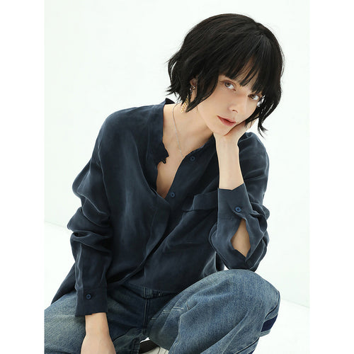 minimalist oversized draped navy shirt all navy 1