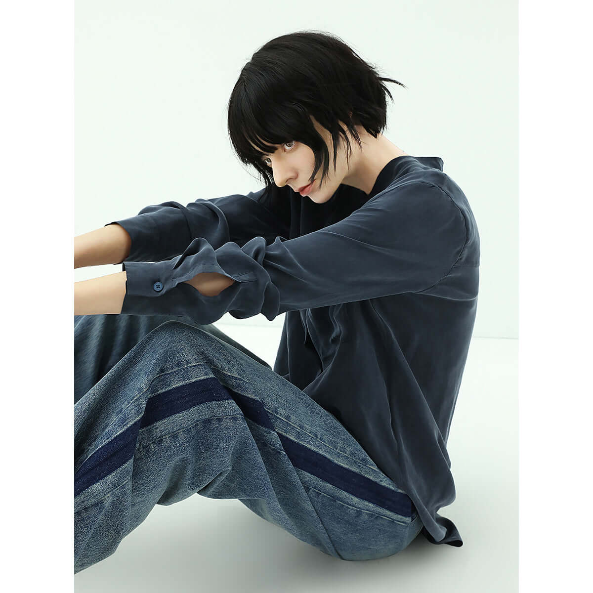 minimalist oversized draped navy shirt all navy 2